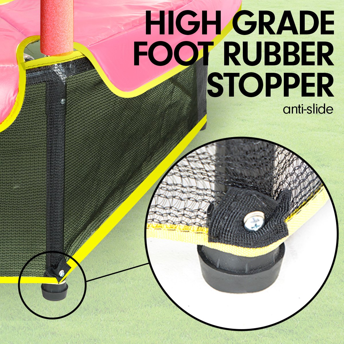 4.5ft Trampoline Round Free Safety Net Spring Pad Cover Mat Yellow Pink