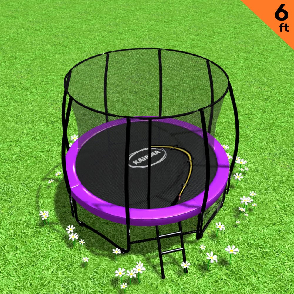 Classic 6ft Trampoline Round Outdoor Free Safety Net Spring Pad Cover Mat Purple
