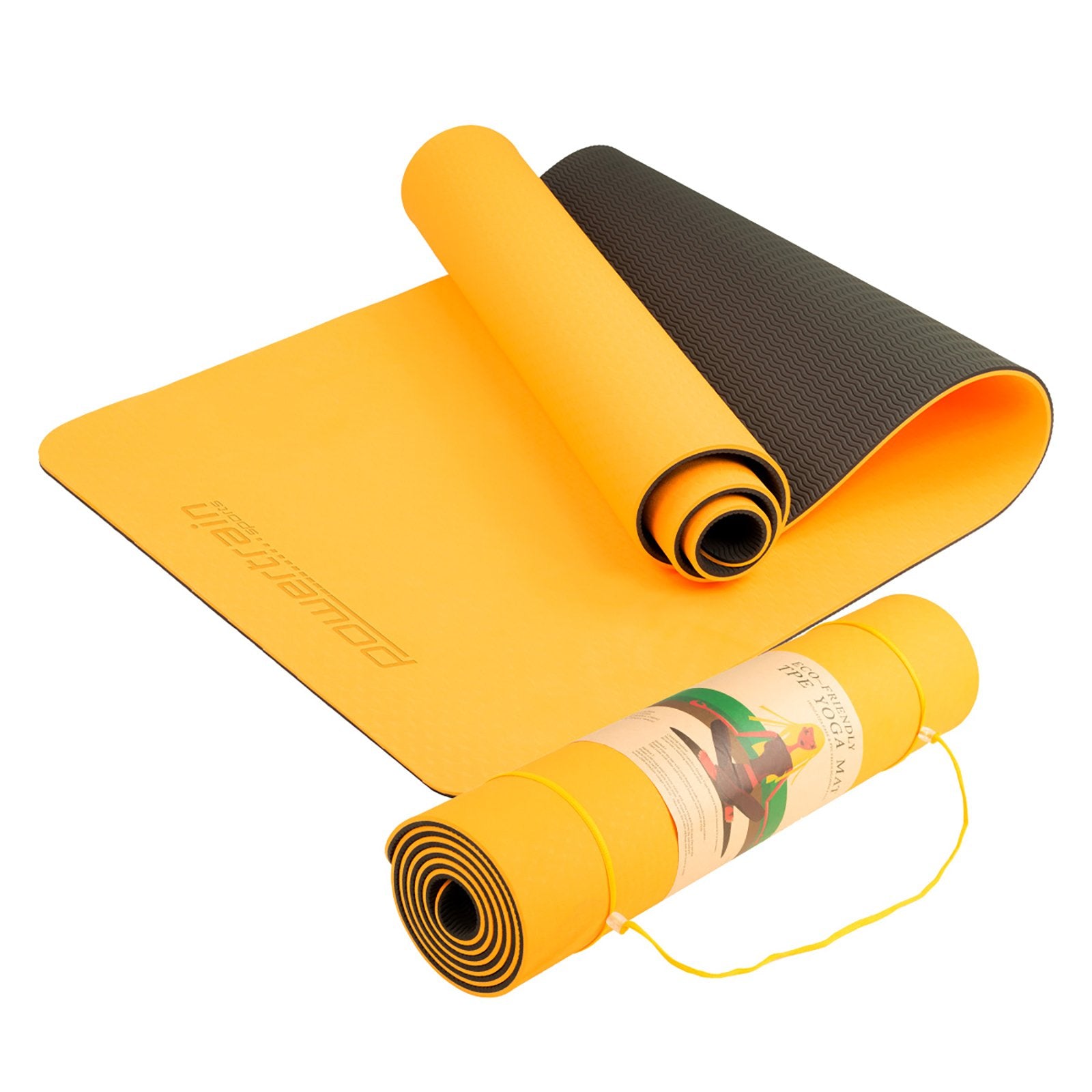Eco-friendly Dual Layer 8mm Yoga Mat | Orange | Non-slip Surface And Carry Strap For Ultimate Comfort And Portability