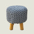 Kids Hand Knitted Cotton Braided Foot Rest Sitting Stool Ottoman Light Grey