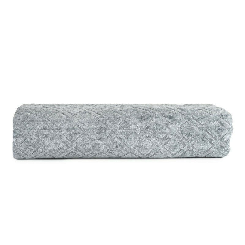 Premium Velour Diamond Design Jacquard Bath Towel Grey