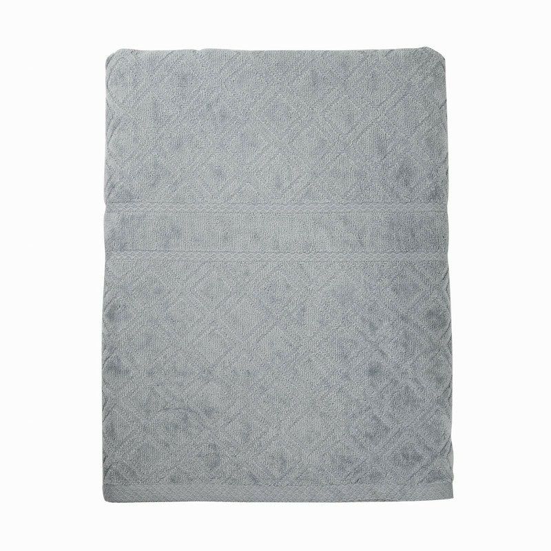 Premium Velour Diamond Design Jacquard Bath Towel Grey