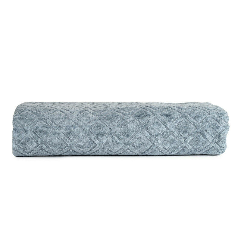 Premium Velour Diamond Design Jacquard Bath Towel Blue