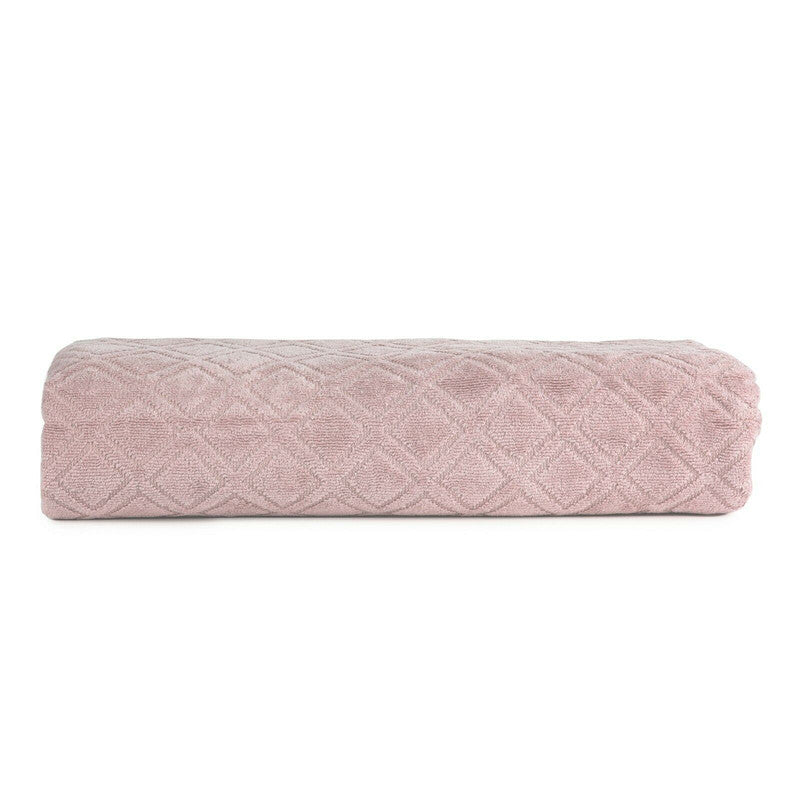 Premium Velour Diamond Design Jacquard Bath Towel Pink