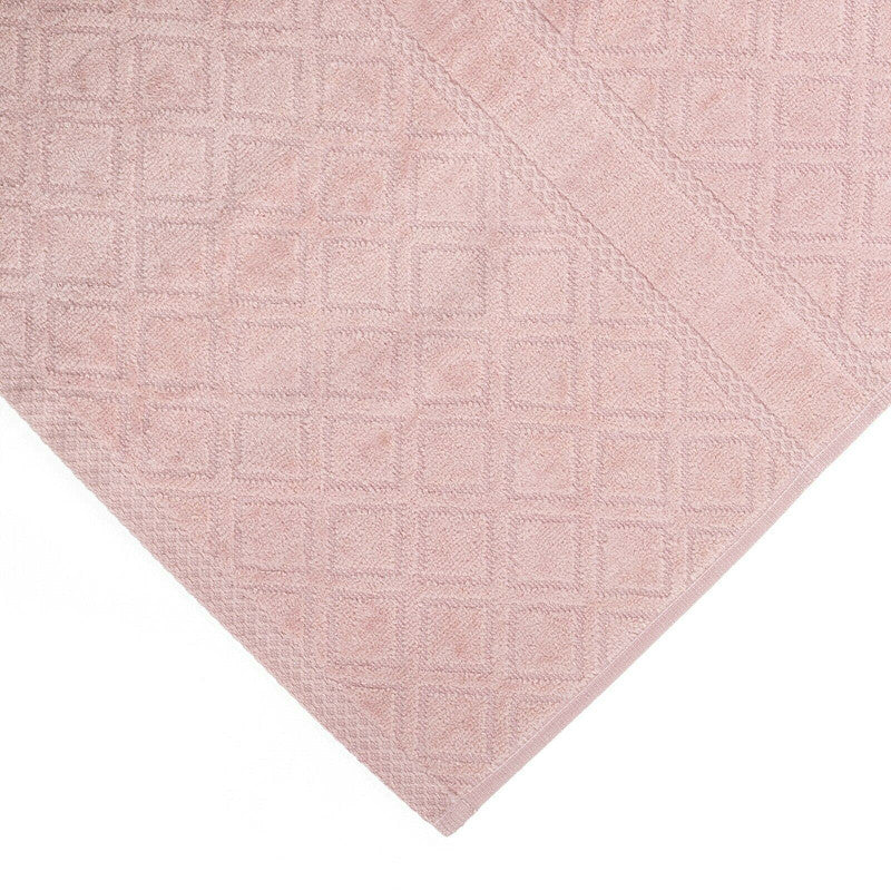 Premium Velour Diamond Design Jacquard Bath Towel Pink