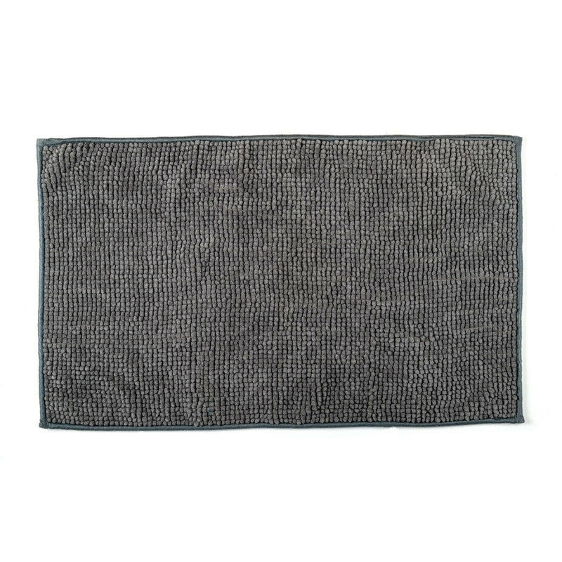 Microfiber Shower & Bathroom Bath Mat Non Slip Soft Pile Design Dark Grey