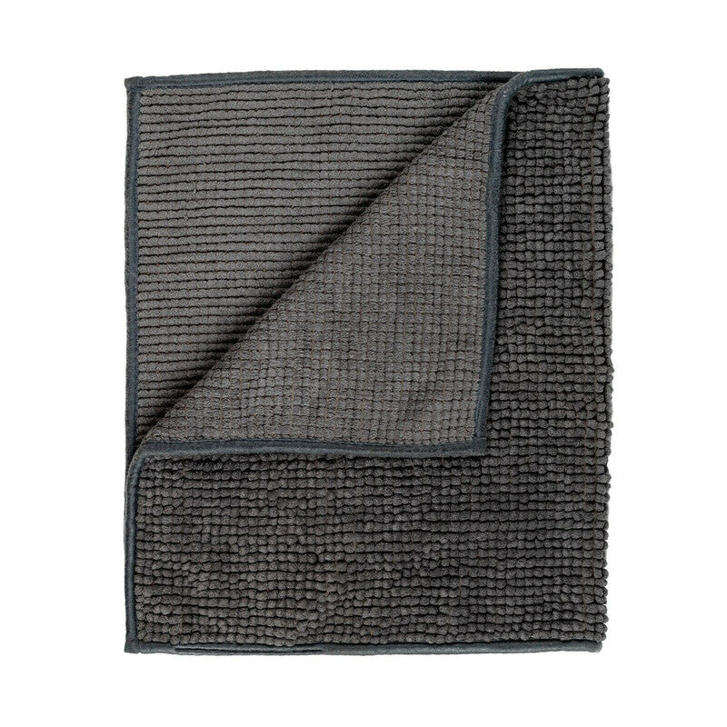 Microfiber Shower & Bathroom Bath Mat Non Slip Soft Pile Design Dark Grey