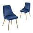 Viva Forever Set of 2 Blue Velvet Dining Chairs â€“ Art Deco Design with Gold Metal Legs