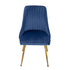 Viva Forever Set of 2 Blue Velvet Dining Chairs â€“ Art Deco Design with Gold Metal Legs