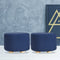 2 Pack Round Fabric Ottoman Foot Stool Wooden Legs Dark Blue 150kg