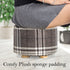 2X Fabric Ottoman Round Wooden Leg Foot Stool - LATTICE
