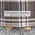 2X Fabric Ottoman Round Wooden Leg Foot Stool - LATTICE