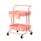 Trolley Cart Storage Utility Rack Shelf Organiser Swivel Kitchen 2 Tier PINK