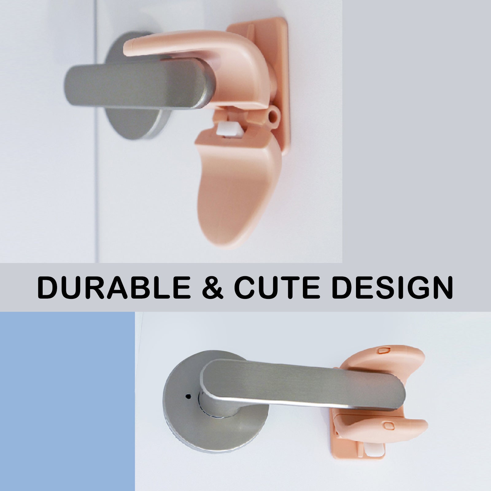 4X Door Lever Lock Pet Child Proof Adhesive Kid Safety Handle Lock APRICOT PINK