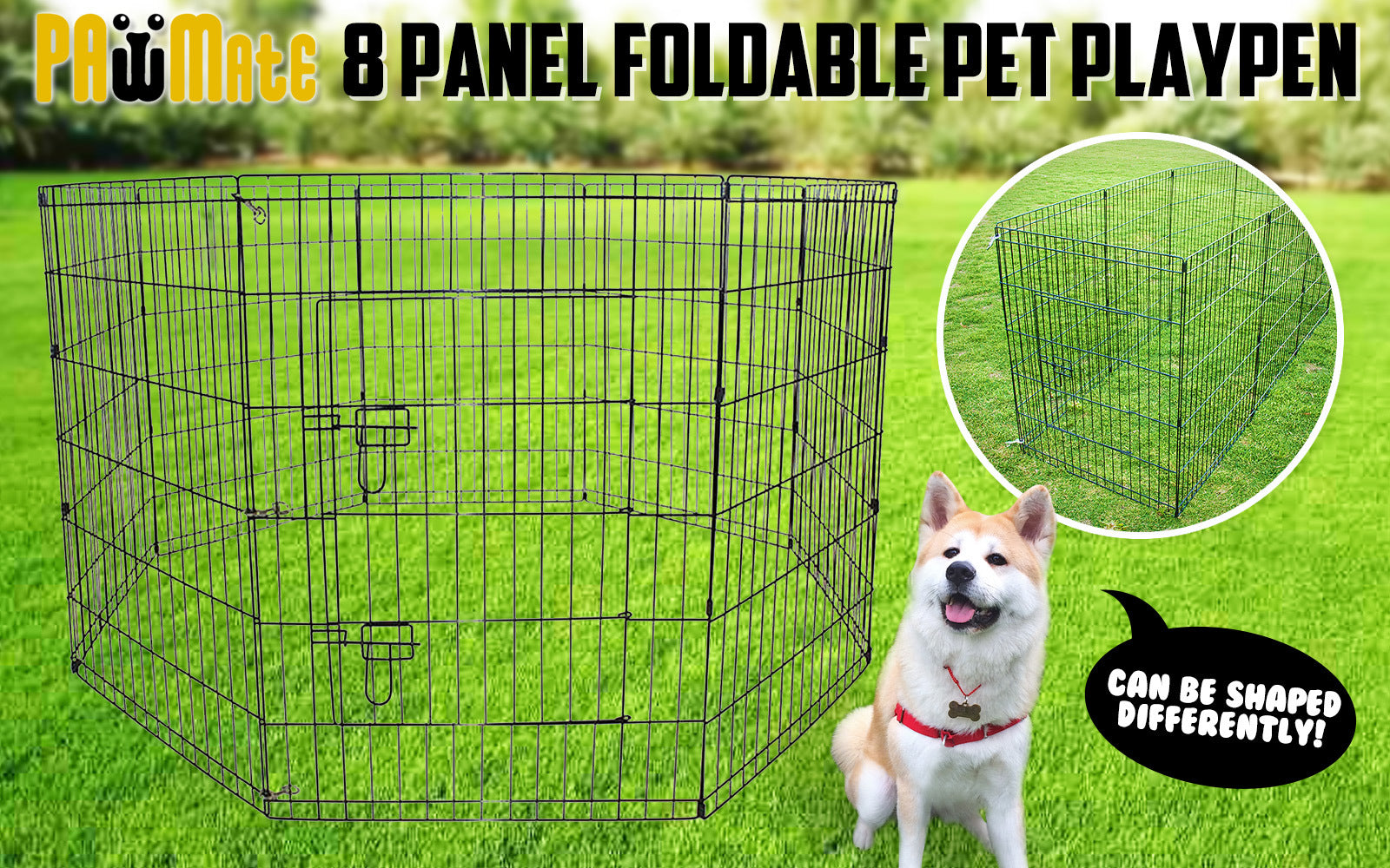 Pet Playpen Foldable Dog Cage 8 Panel 42in