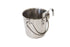 2.8L Stainless Steel Pet Parrot Feeder Dog Cat Bowl Water Bowls Flat Sided Bucket with Riveted Hooks