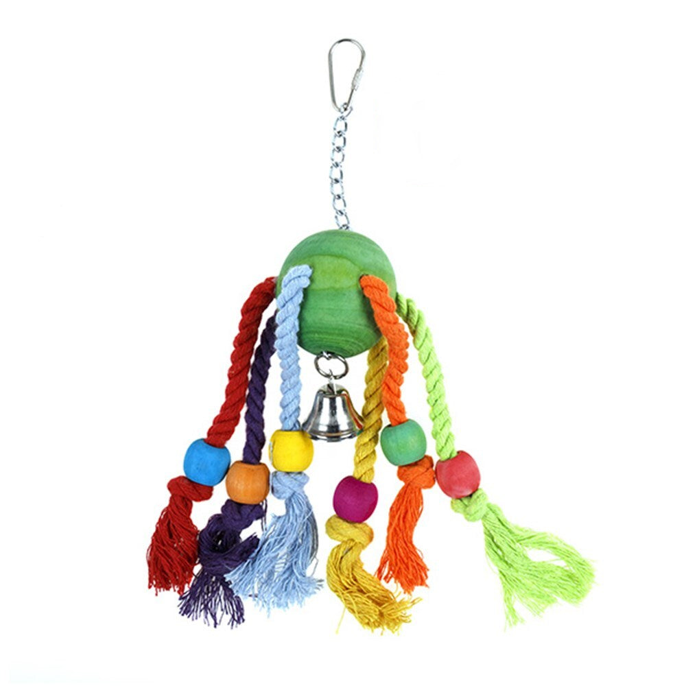 3 x Wood Small Hanging Swing Bird Parrot Parakeet Cockatiel Budgie Rope Toy