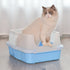 Large Deep Cat Kitty Litter Tray High Wall Pet Toilet Tray With Scoop Blue