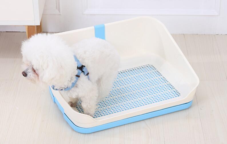 YES4PETS Medium Portable Dog Rabbit Potty Training Tray Pet Puppy Toilet Trays Loo Pad Mat With Wall Blue