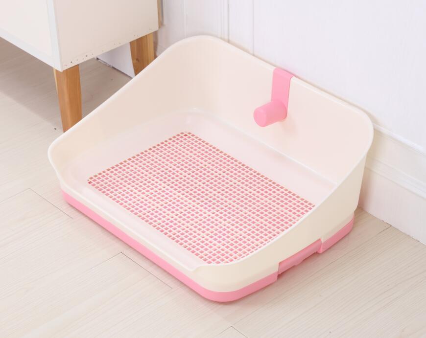 Medium Portable Dog Potty Training Tray Pet Puppy Toilet Trays Loo Pad Mat With Wall Pink