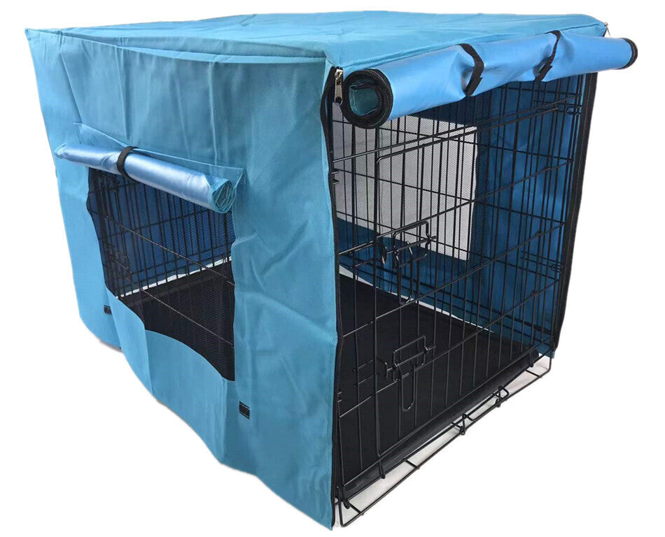 36' Dog Cat Rabbit Collapsible Crate Pet Cage Canvas Cover Blue