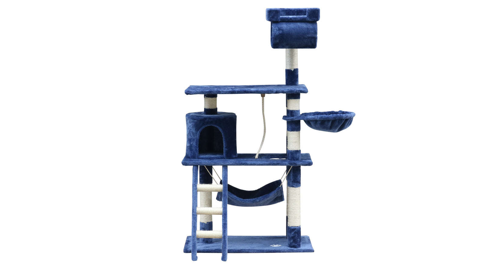 140 cm Cat Kitten Scratching Post Tree W ladder & Hammock-Blue