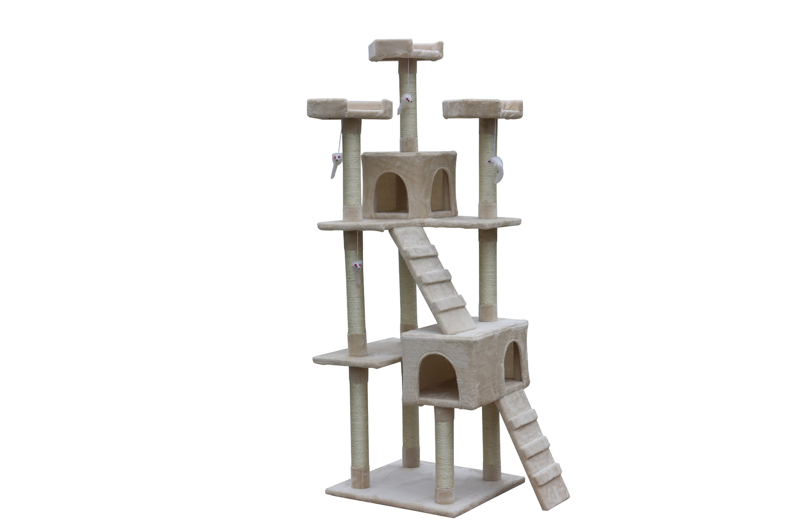 180 cm Cat Kitten Scratching Post Tree W ladder-Beige