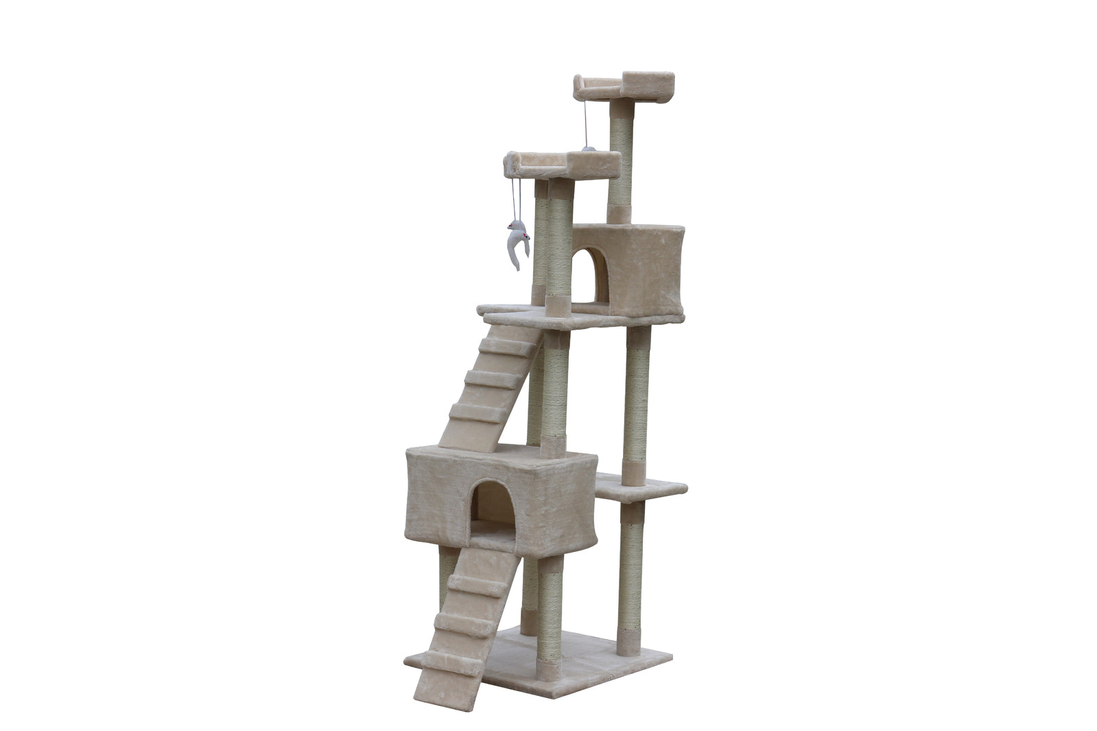 YES4PETS 180 cm Cat Kitten Scratching Post Tree W ladder-Beige