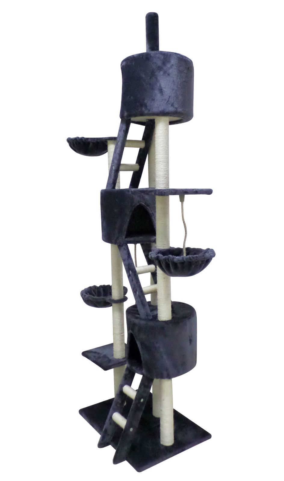 244 cm XL Multi Level Cat Scratching Post Tree Scratcher Pole- Grey