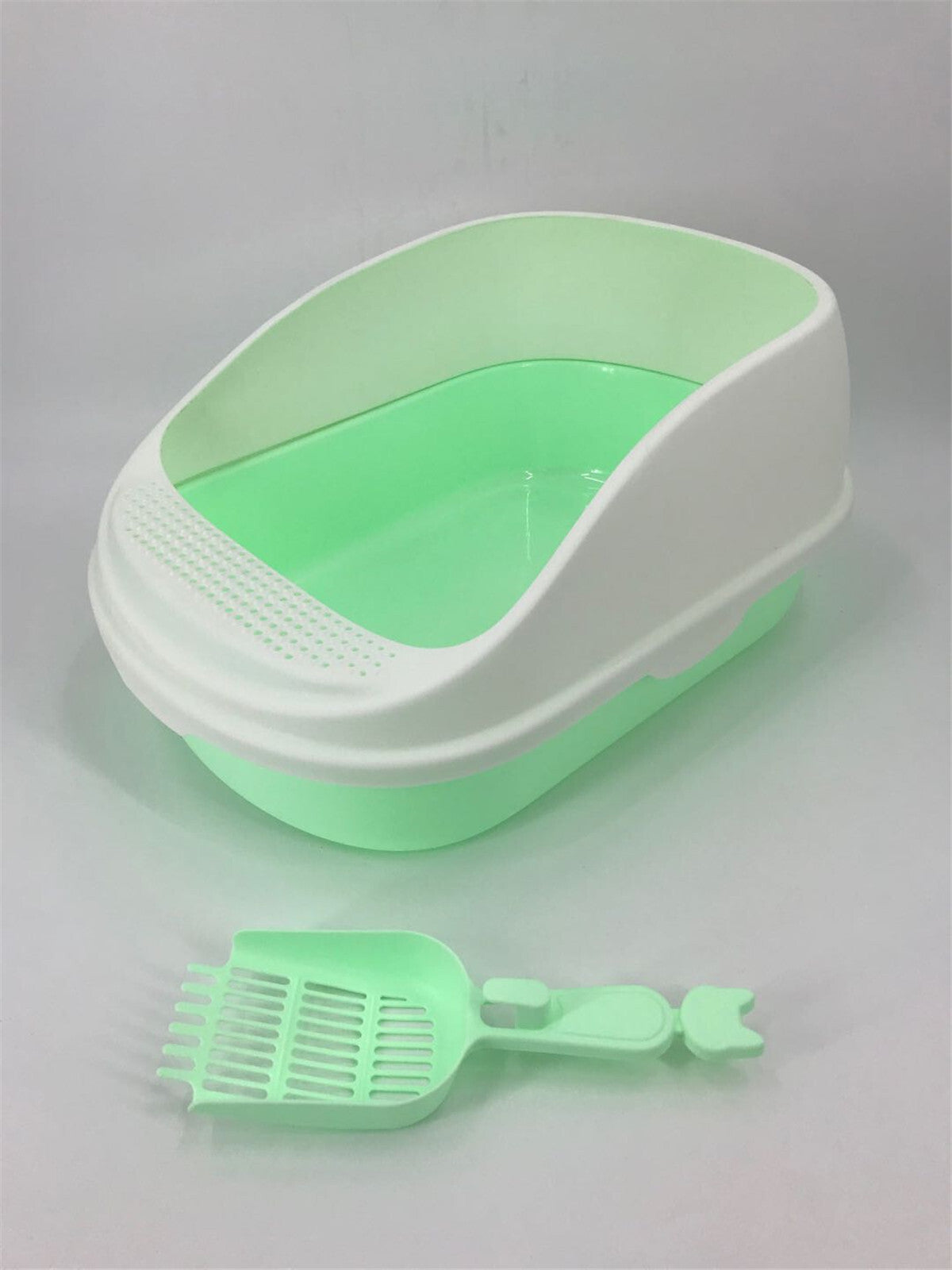 Large Portable Cat Toilet Litter Box Tray House with Scoop Green