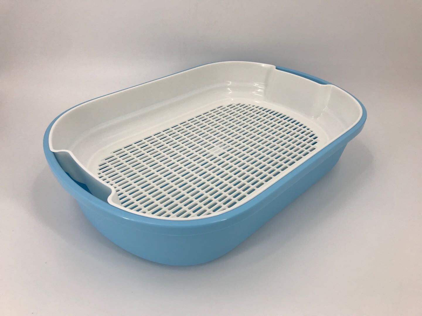 Large Portable Cat Toilet Litter Box Tray House with Scoop and Grid Tray Blue