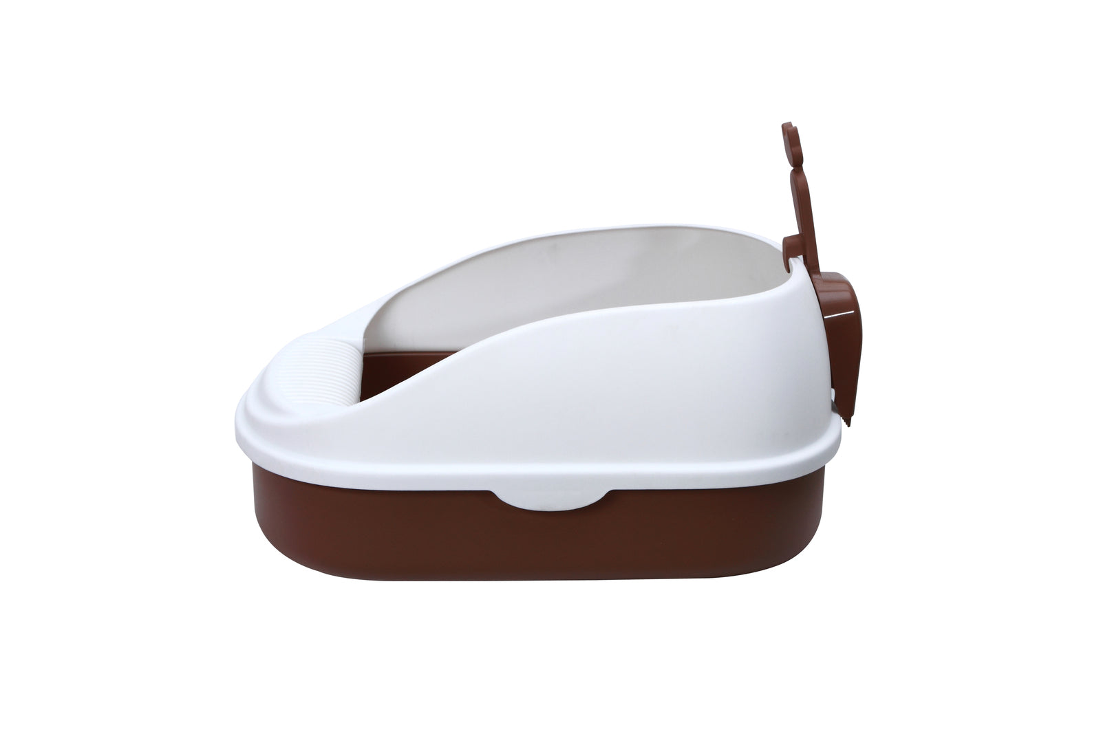 Large Portable Cat Toilet Litter Box Tray with Scoop and Grid Tray Brown