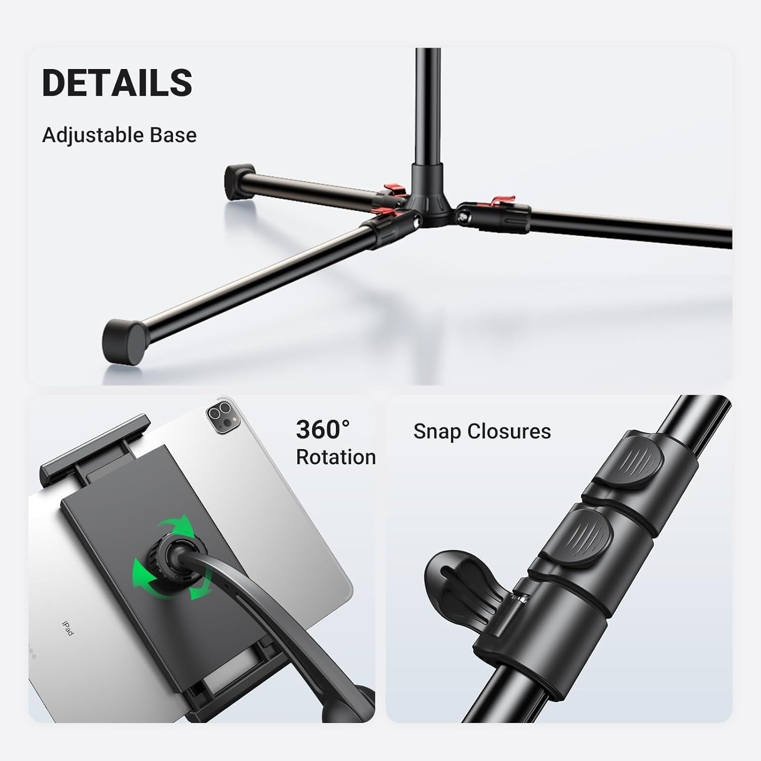 15647 2-in-1 Tablet Max 12.9 inch + Phone Max 7.2 inch Tripod Stand