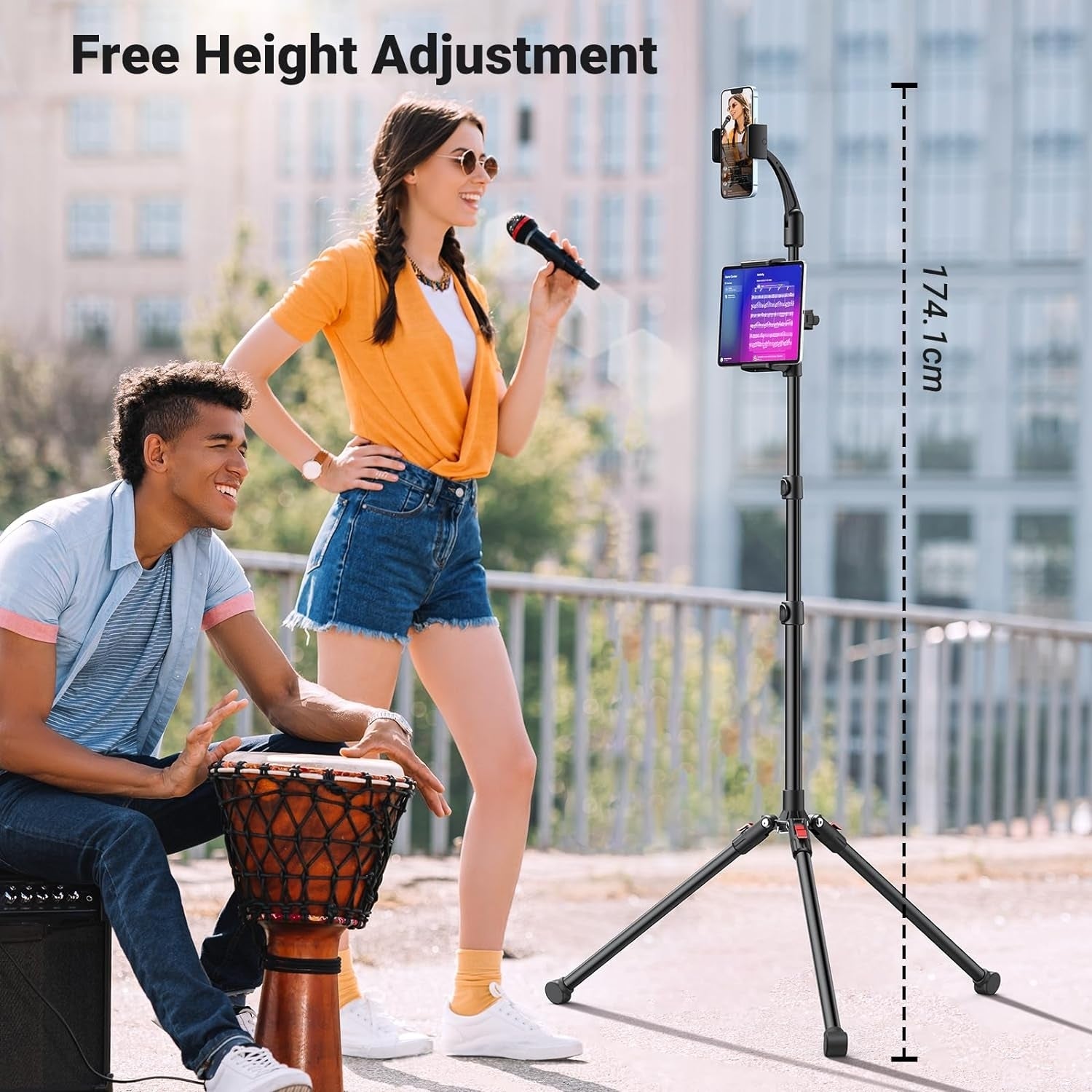 15647 2-in-1 Tablet Max 12.9 inch + Phone Max 7.2 inch Tripod Stand