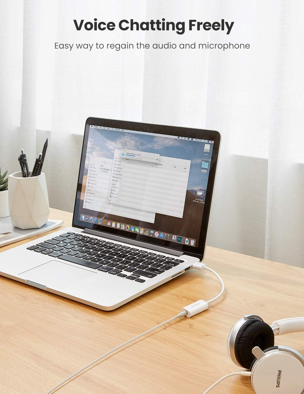 UGREEN USB A Male to 3.5 mm Aux Cable White