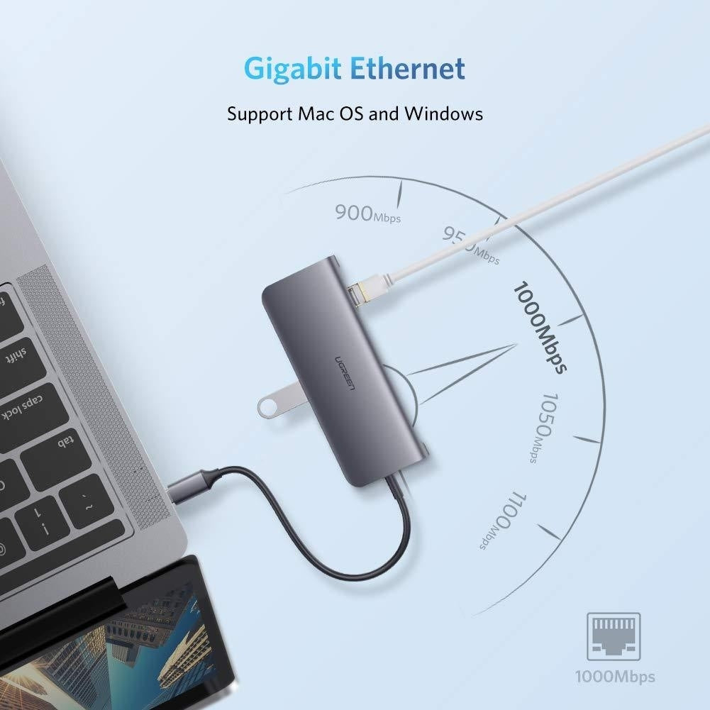 UGREEN Type C 9 in 1 Multifunction Adapter- HDMI/ VGA/Gigabit/TypeC/USB3.0 x 3/SD/TF 40873