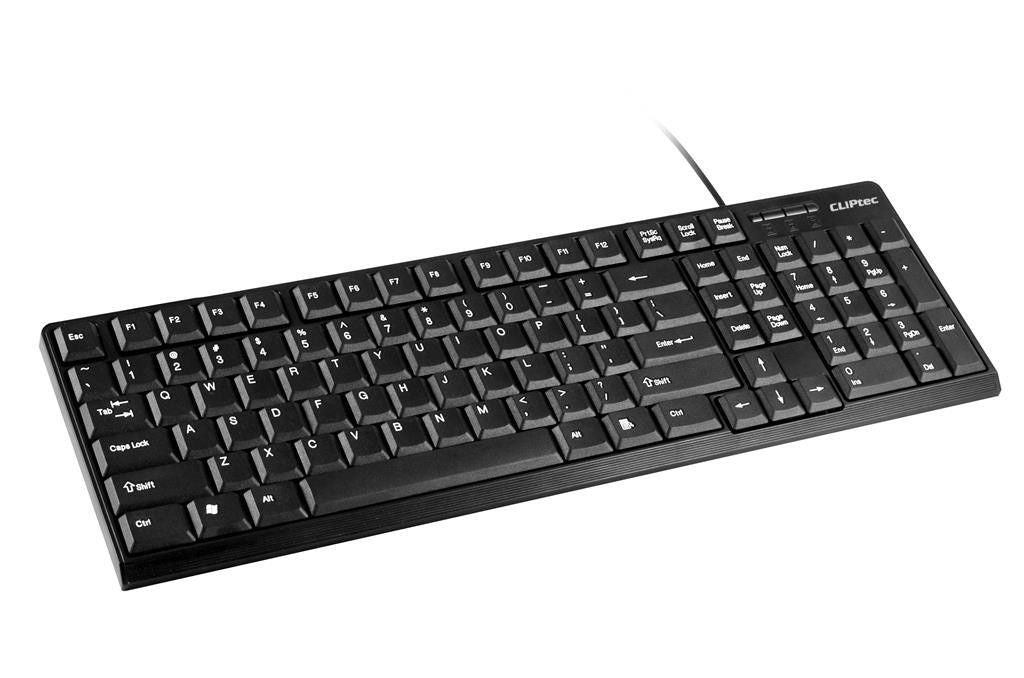CLiPtec KLASSIC USB STANDARD KEYBOARD SPILL-RESISTANT DESIGN - Black