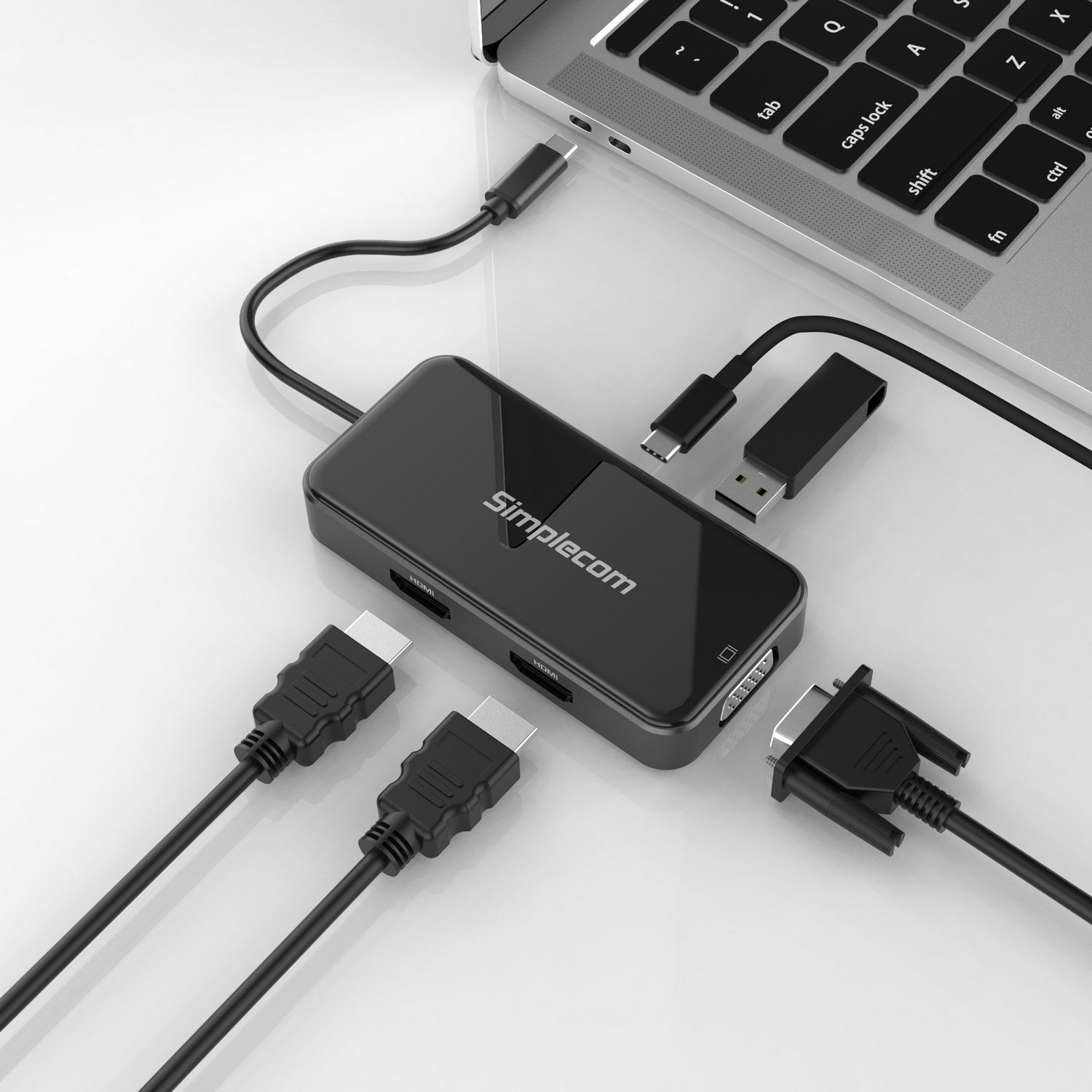 Simplecom DA451 5-in-1 USB-C Multiport Adapter MST Hub with VGA and Dual HDMI