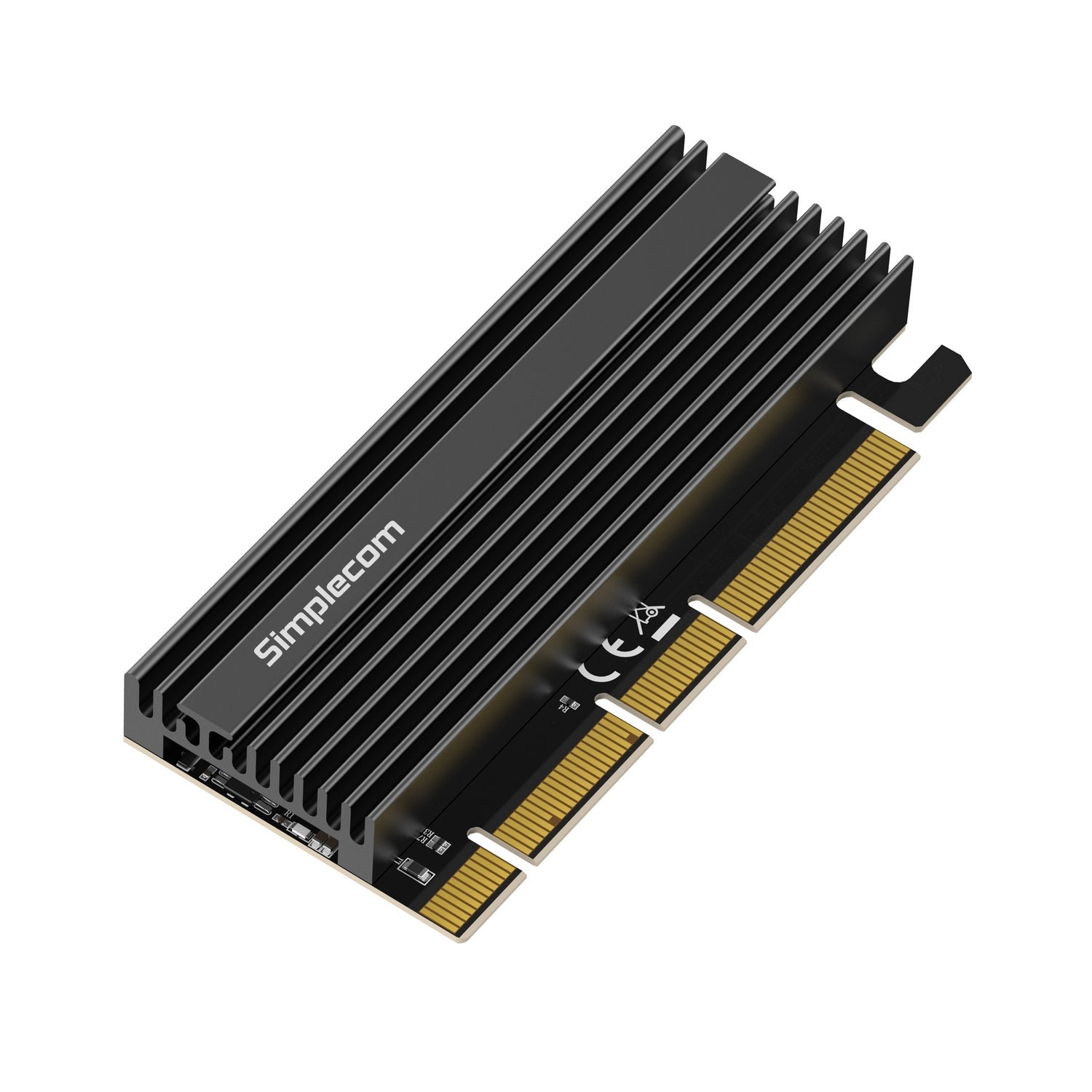 EC415B NVMe M.2 SSD to PCIe x4 x8 x16 Expansion Card with Aluminium Heat Sink Black