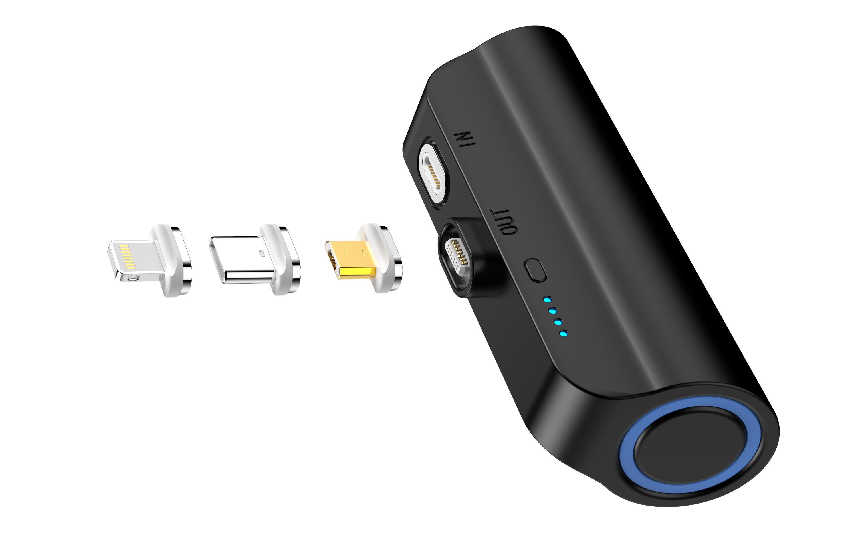 CHOETECH B660-BK 3000mAh Mini Power Bank with 3 Magnetic Connectors Black