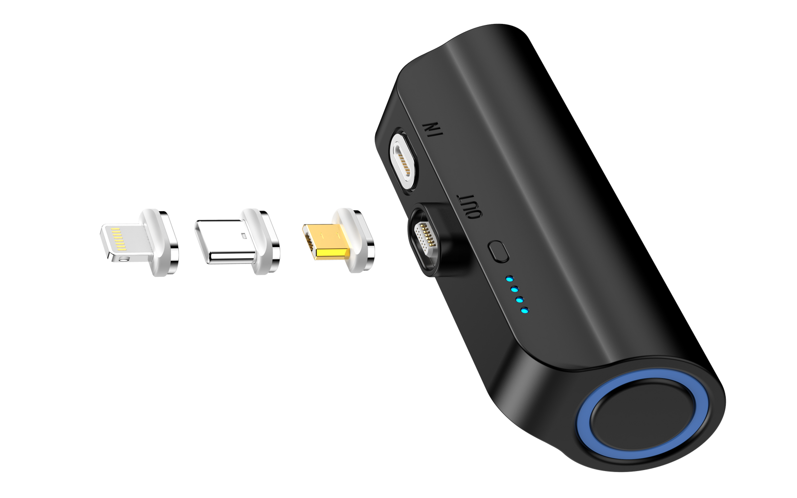 CHOETECH B660-BK 3000mAh Mini Power Bank with 3 Magnetic Connectors Black