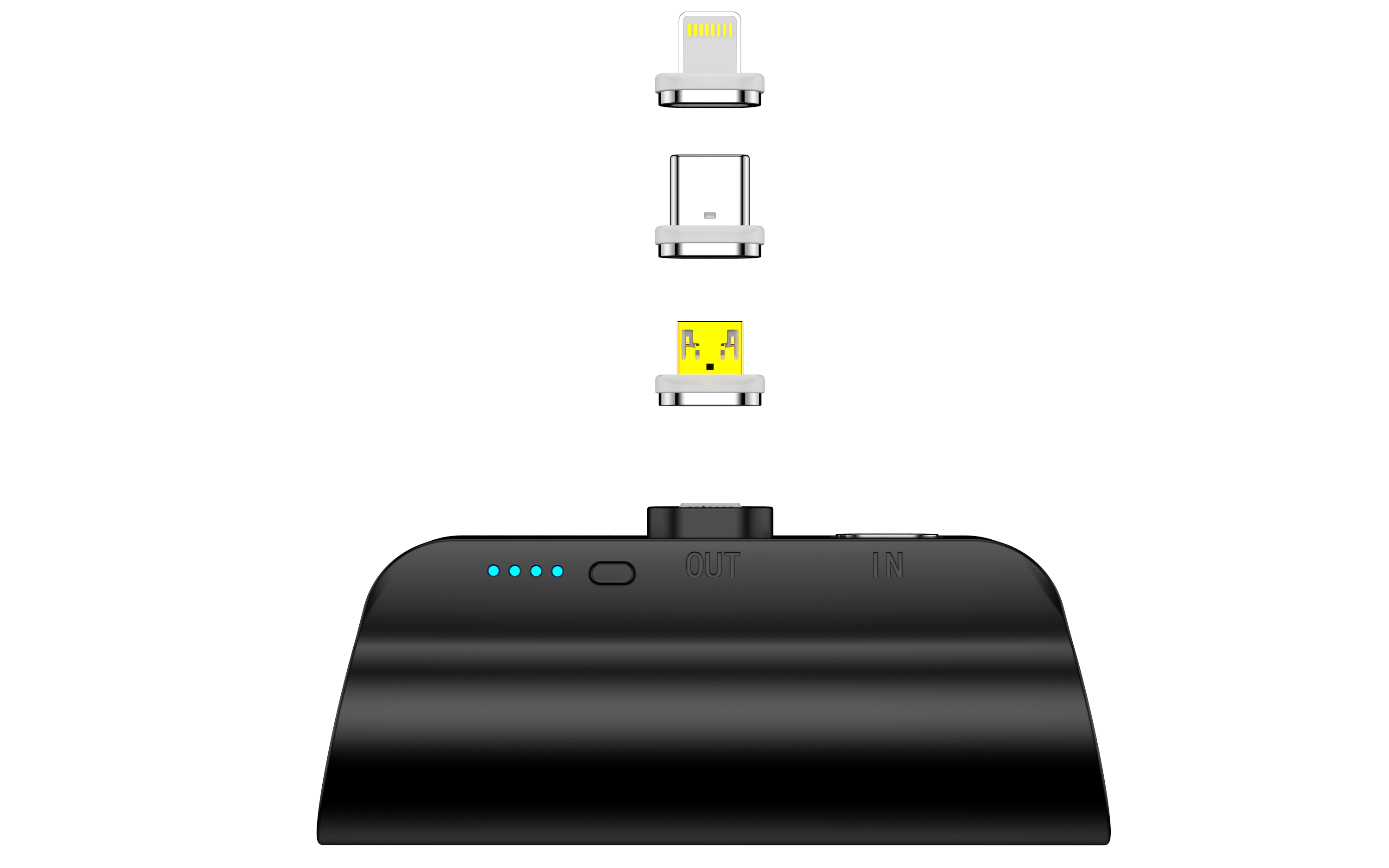 CHOETECH B660-BK 3000mAh Mini Power Bank with 3 Magnetic Connectors Black