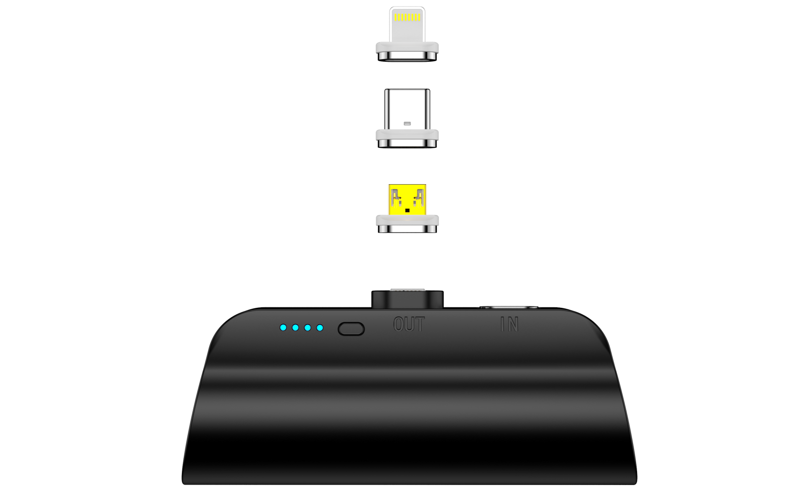 CHOETECH B660-BK 3000mAh Mini Power Bank with 3 Magnetic Connectors Black