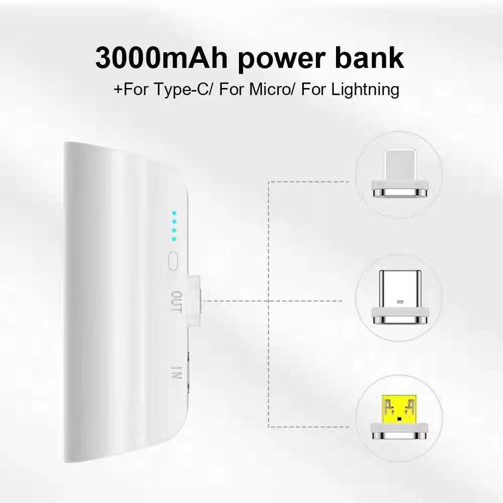 CHOETECH B660-WH 3000mAh Mini Power Bank with 3 Magnetic Connectors White