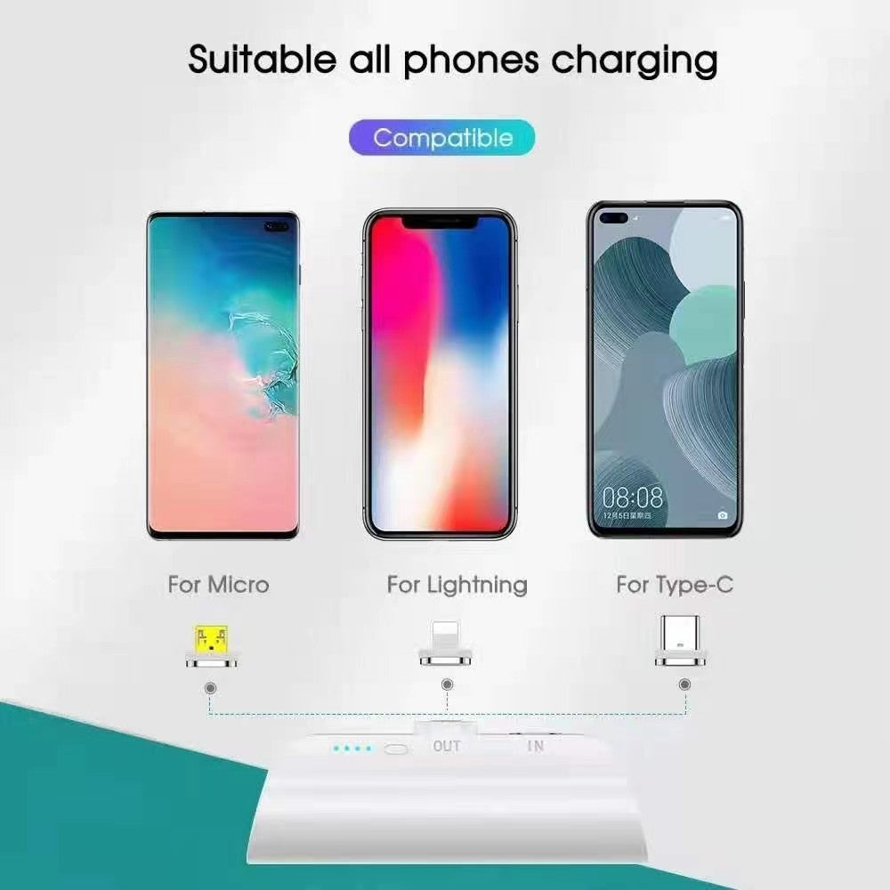 CHOETECH B660-WH 3000mAh Mini Power Bank with 3 Magnetic Connectors White
