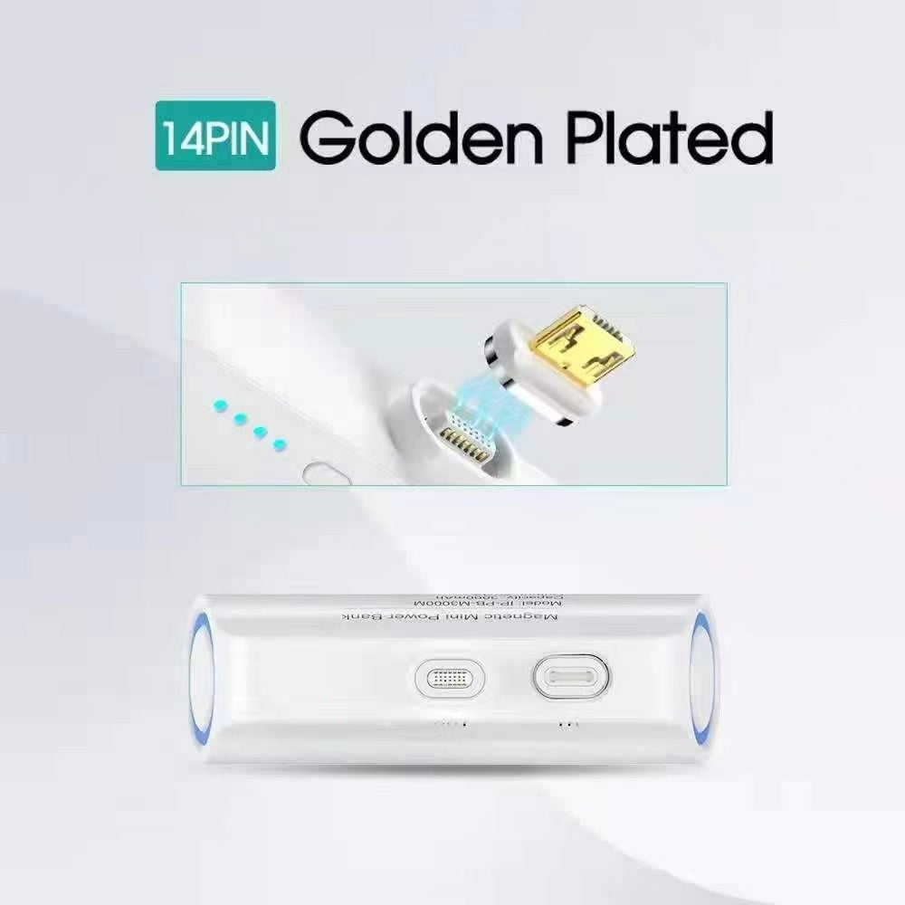 CHOETECH B660-WH 3000mAh Mini Power Bank with 3 Magnetic Connectors White