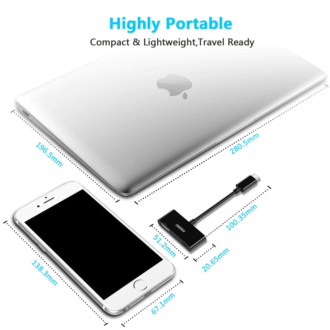 CHOETECH HUB-M03 USB-C To HDMI Adapter4K@60hz with 60W PD Charging Port