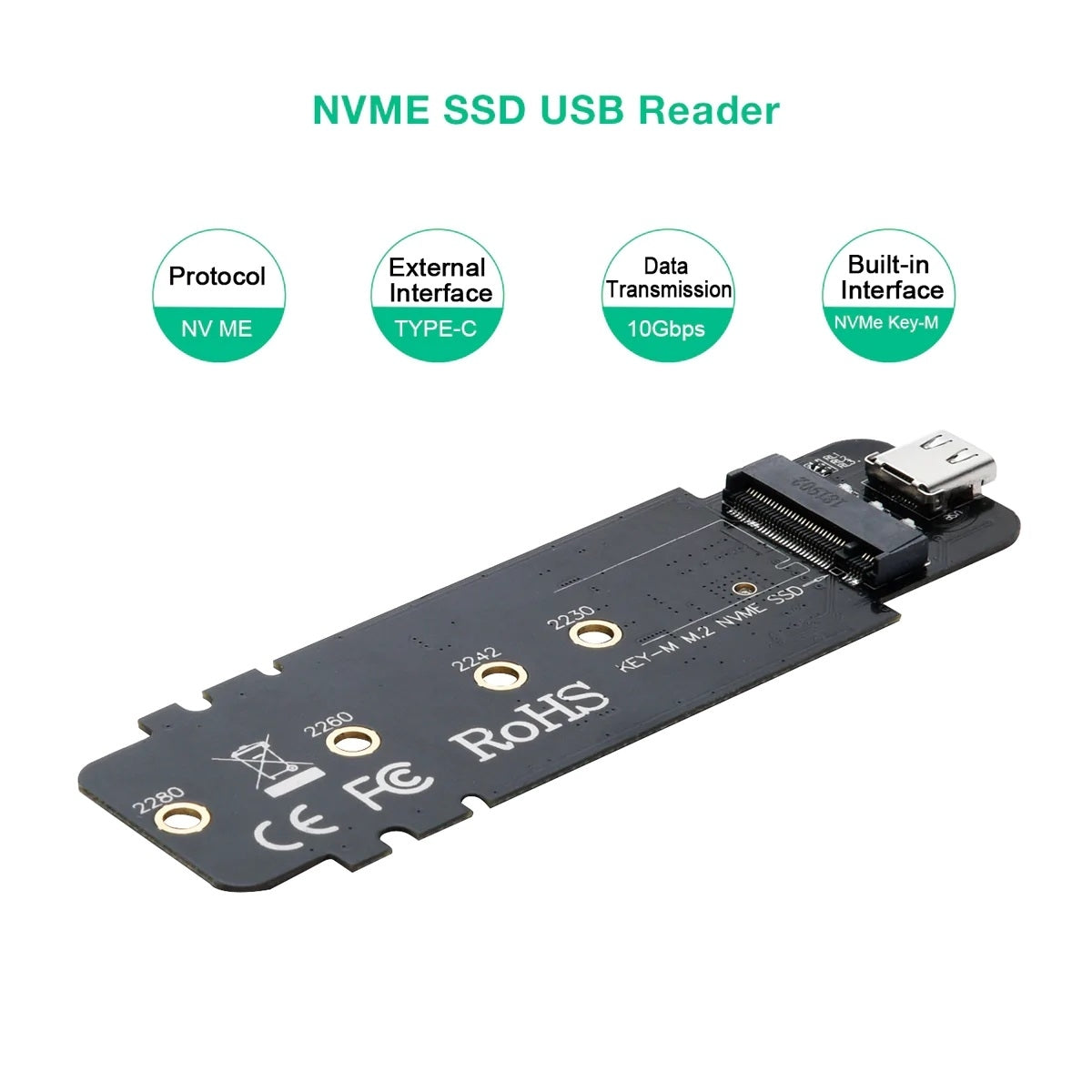PC-HDE02 M.2 to USB SSD Reader Enclosure only Supports M-Key PCI-E NVMe-based