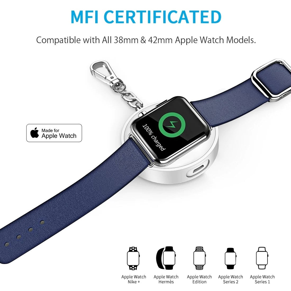 CHOETECH T313 MFI Magnetic Wireless Charger 900mAh power for iWatch White