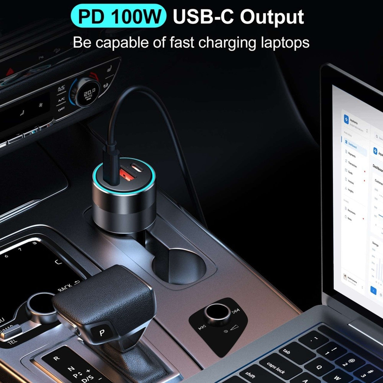 CHOETECH TC0011 130W 3 Ports Dual USB-C Port PD3.0 + USB-A Port Fast Car Charger